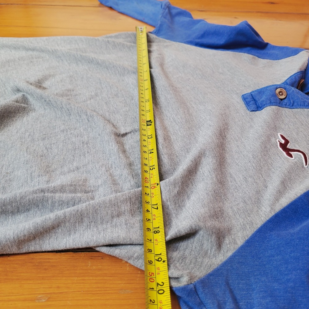 Hollister Y2K Raglan Henley Shirt Blue Grey Long Sleeve Size L - Picture 4 of 9